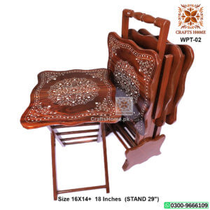 Unique Picnic Folding Table Inlay Work 4 Pcs Set