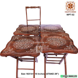 Unique Picnic Folding Table Inlay Work 4 Pcs Set