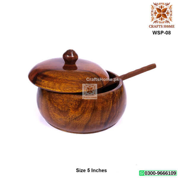 Wooden Sugar Pot Brown
