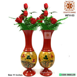 Wooden Flower Vase Yellow