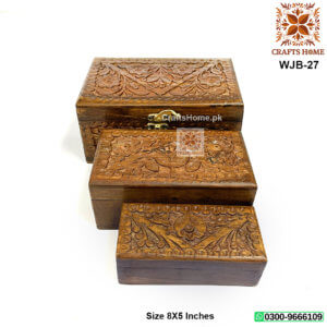 Wooden Carving Jewelry Box 3 Pcs Set