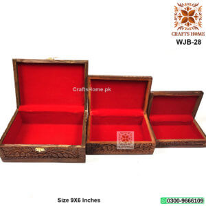 Wooden Carving Jewelry Box 3 Pcs Set