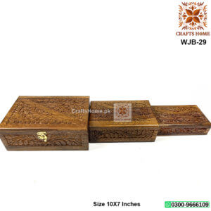 Wooden Carving Jewelry Box 3 Pcs Set