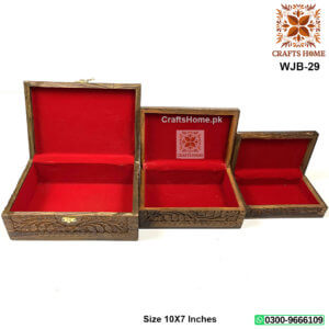 Wooden Carving Jewelry Box 3 Pcs Set