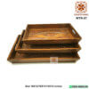 Wooden Tray Set Carving Brass work 3 pcs