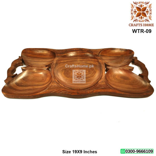Wooden Serving Tray Mango Shape - 5 Portions