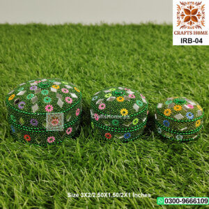 Decorative Ring Box 3 Pcs Set - Metal Bead Handmade Gift Box