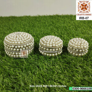Pearl Beaded Jewel Case Handmade Ring Box Set of 3 Pcs - Unique Gift