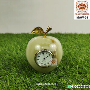 Apple Shape Marble Clock for Desk - Handmade Unique Gift