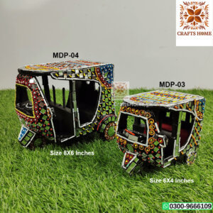 Handcrafted Wooden Pakistani Rickshaw Model - Traditional Tuk Tuk - Handmade