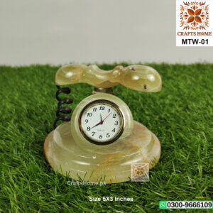 Marble Telephone Clock Handcrafted Unique Gift - Home Decoration