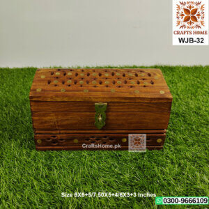 Wooden Jewelry Box 3 Pcs Set - Brass Work Made by Hand