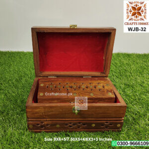 Wooden Jewelry Box 3 Pcs Set - Brass Work Made by Hand