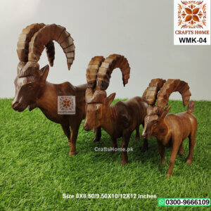Markhor Set of 3 PCS Handcrafted Wooden Decorative Show Piece