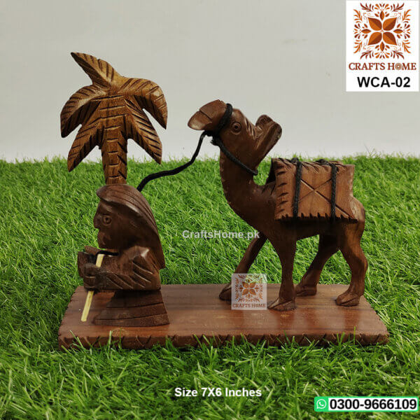 Cultural Art Wooden Camel with Khajoor Tree - Decoration Set
