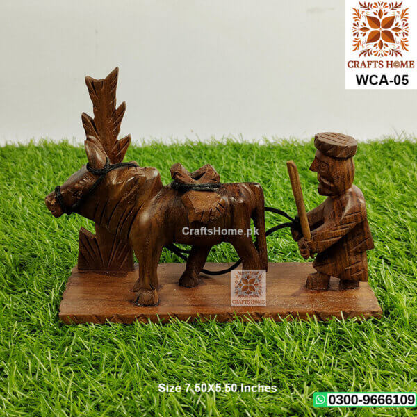 Cultural Art Wooden Bull in Fields - Decoration Set