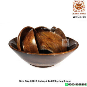 Handmade Wooden Bowls Set of 7 Pcs - 1 Large & 6 Small Bowls