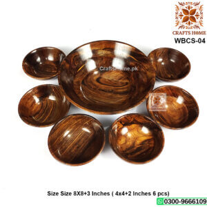 Handmade Wooden Bowls Set of 7 Pcs - 1 Large & 6 Small Bowls