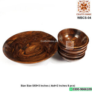 Handmade Wooden Bowls Set of 7 Pcs - 1 Large & 6 Small Bowls