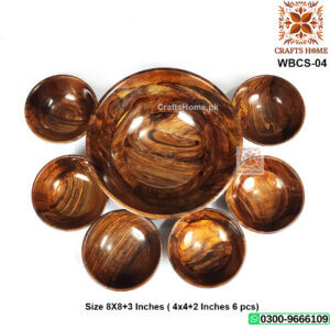 Handmade Wooden Bowls Set of 7 Pcs - 1 Large & 6 Small Bowls