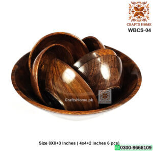Handmade Wooden Bowls Set of 7 Pcs - 1 Large & 6 Small Bowls