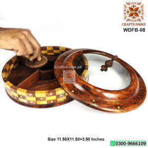 Wooden Dry Fruit Box Tukri Mirror with 5 Portions