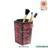 Pen Console - Wooden Brush Holder - Red Black Lacquer Art