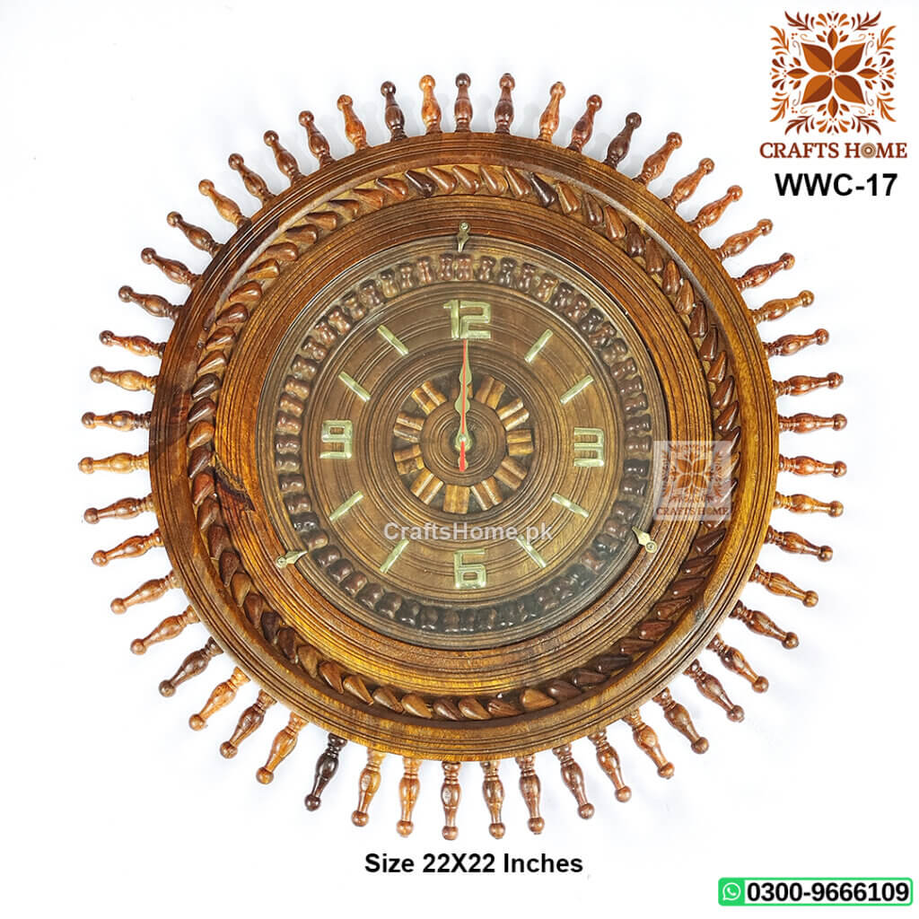 Wooden Round Wall Clock Large - Crafts Home