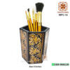 Wooden Pen Brush Holder, Nakshi Pen Console Black Golden