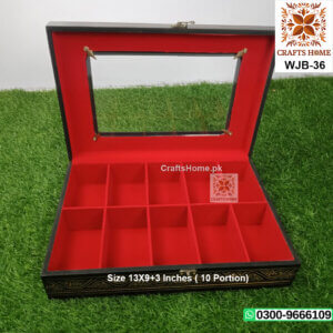 Nakshi Art Jewellery Box in Black Color, with 10 Portion Inside